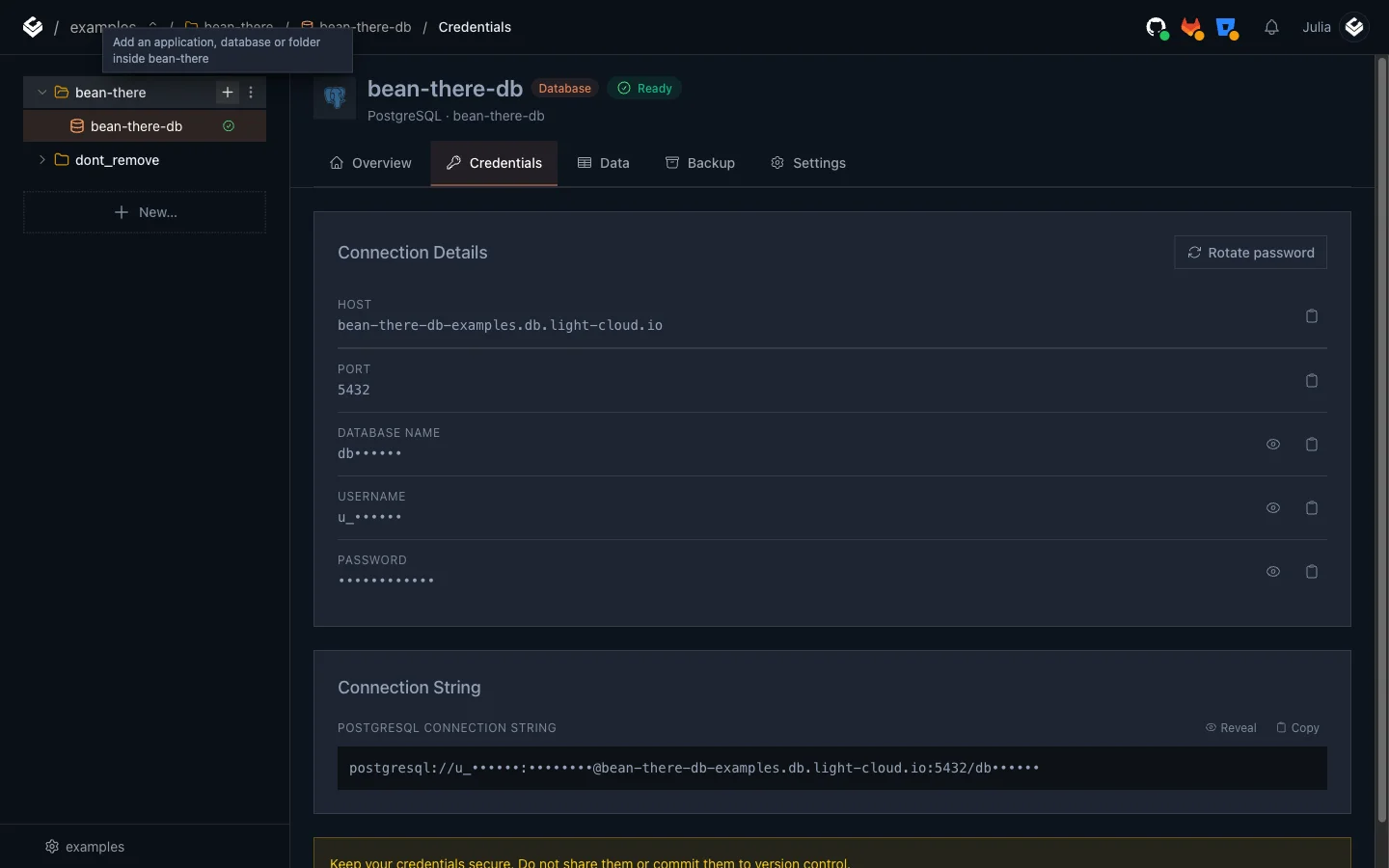 The bean-there folder menu with Deploy from GitHub highlighted